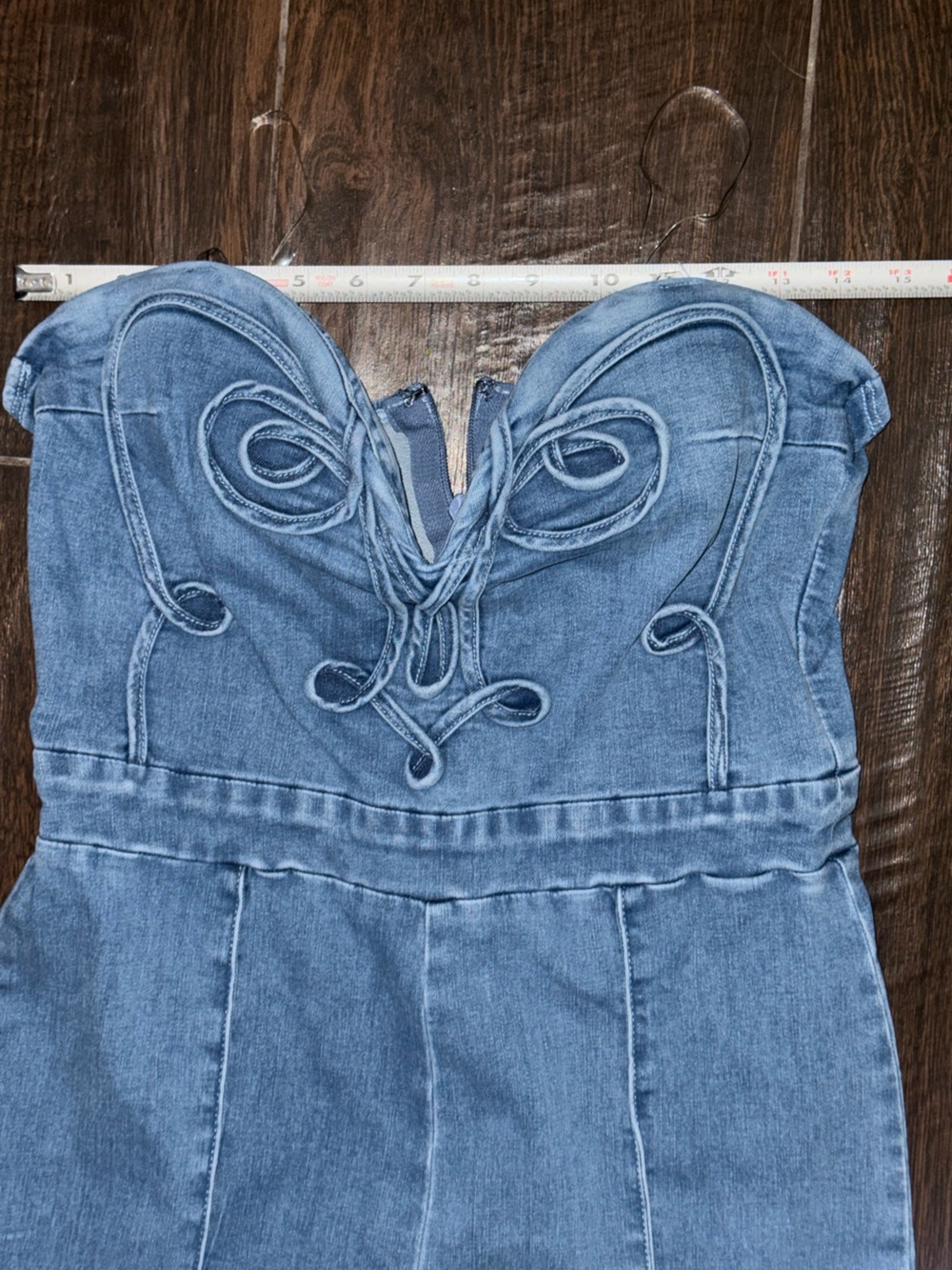 FASHION NOVA Feeling Twirly Denim Jumpsuit - Medium Wash sz L EUC - Picture 5 of 13